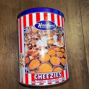Hawkins Blue and Red Cheezies Tin